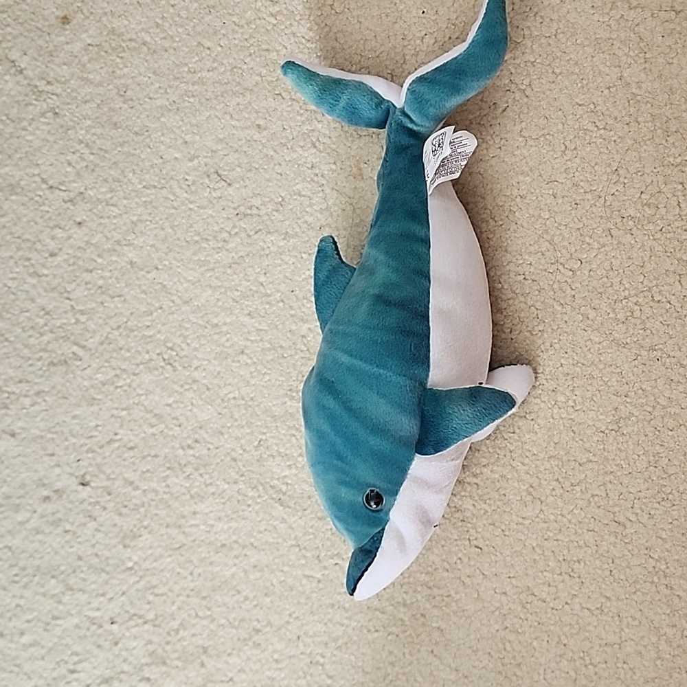 Blue, white dolphin toy